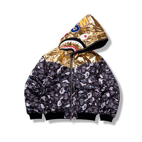  BAPE SHARK HEAR TIGER CAMO GOLDEN/SILVER STARRY SKY HOODED COAT (HẾT HÀNG) 