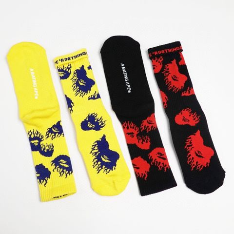  BAPE FIRE PATTERN SOCKS YELLOW/BLACK 