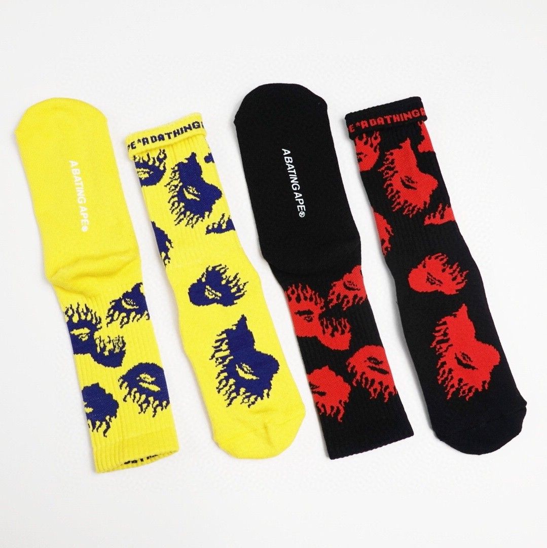 BAPE FIRE PATTERN SOCKS YELLOW/BLACK