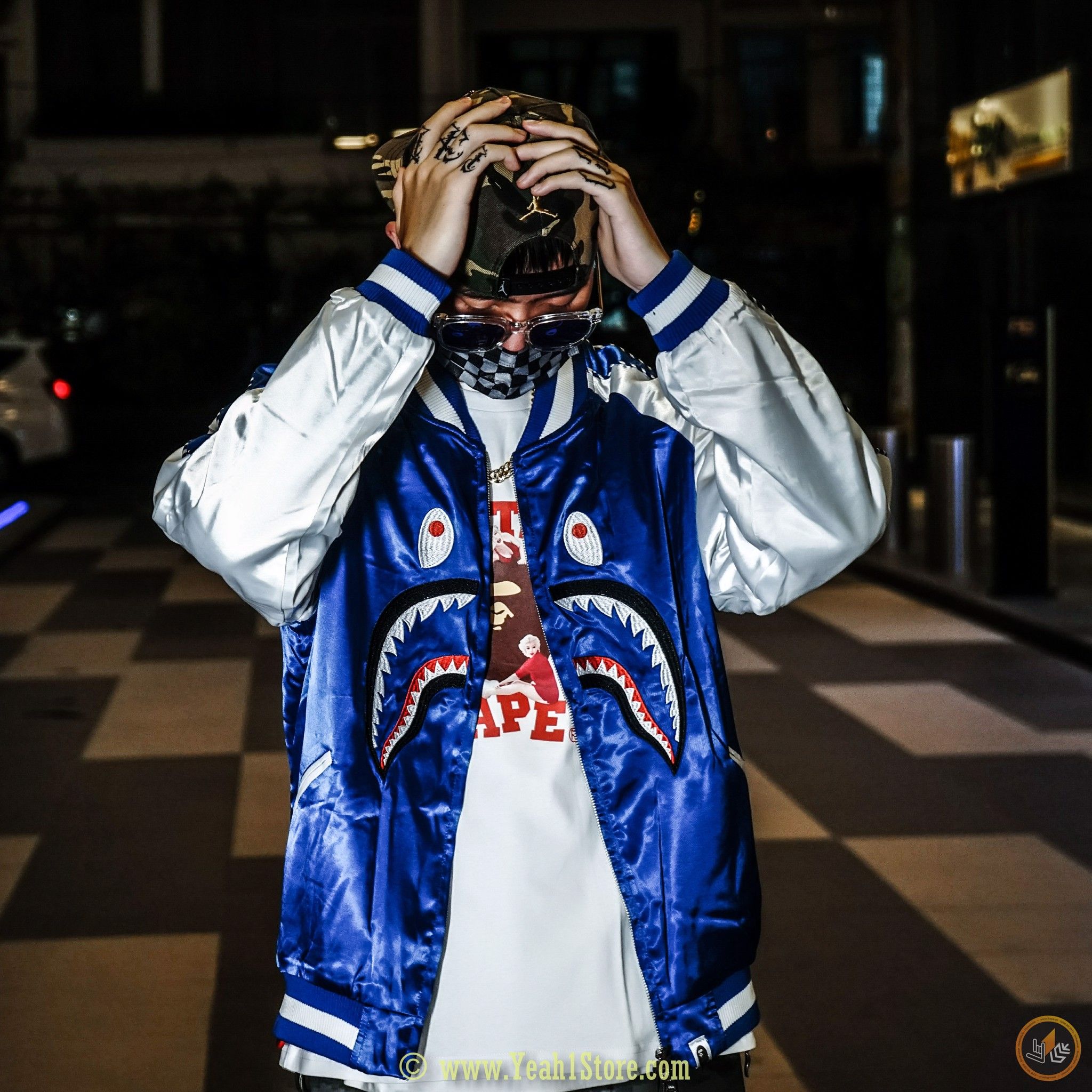 BAPE® WGM Shark Souvenir Blue Jacket