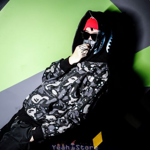  BAPE® Space Camo Shark Full Zip Hoodie Black 