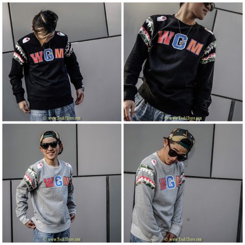  BAPE® DOUBLE KNIT SIDE SHARK WGM SWEATER 