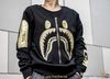 BAPE® Shark Embroidery Side Zip Crewneck Black/Gold