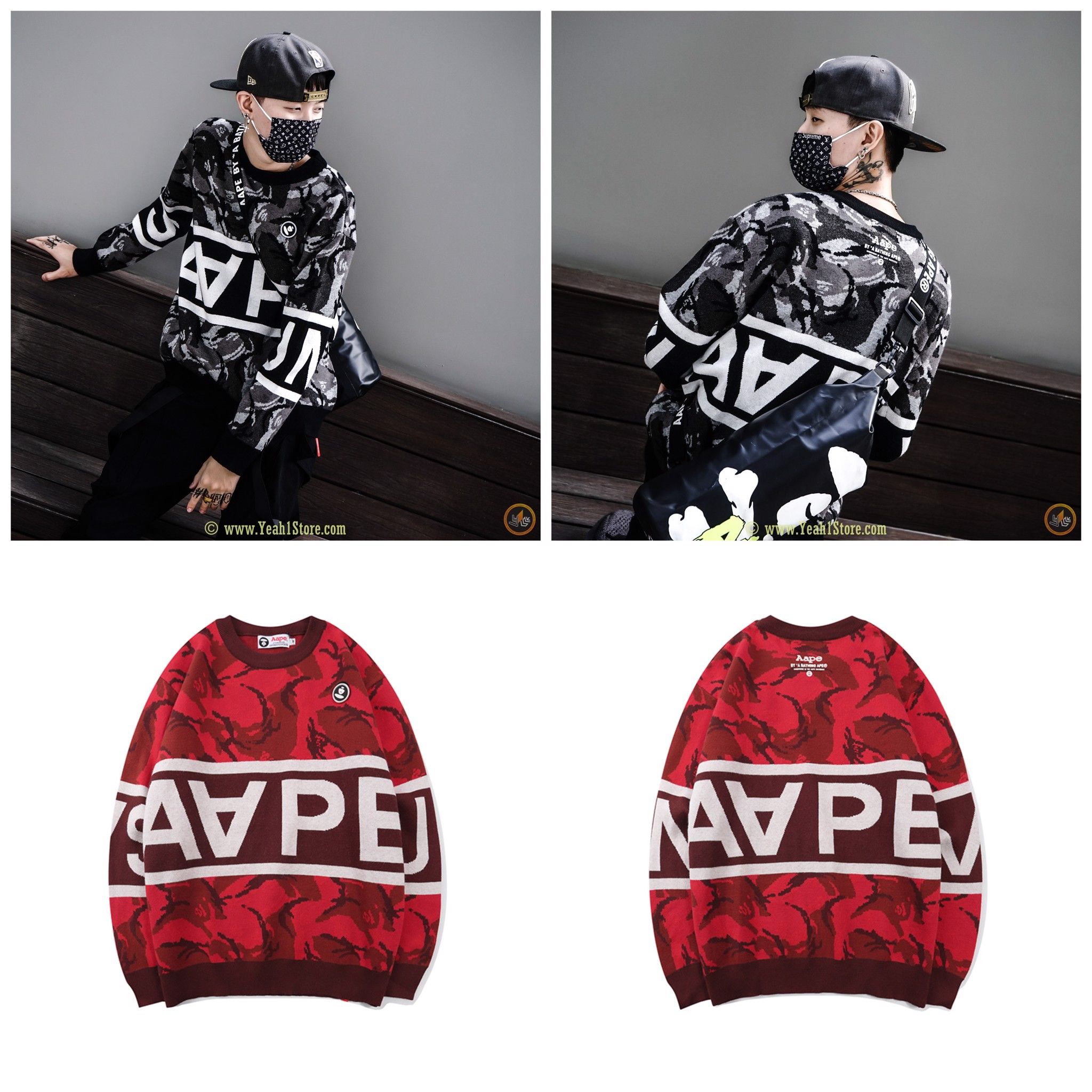 AAPE BY *A BATHING APE® SWEATSHIRT BLACK/RED