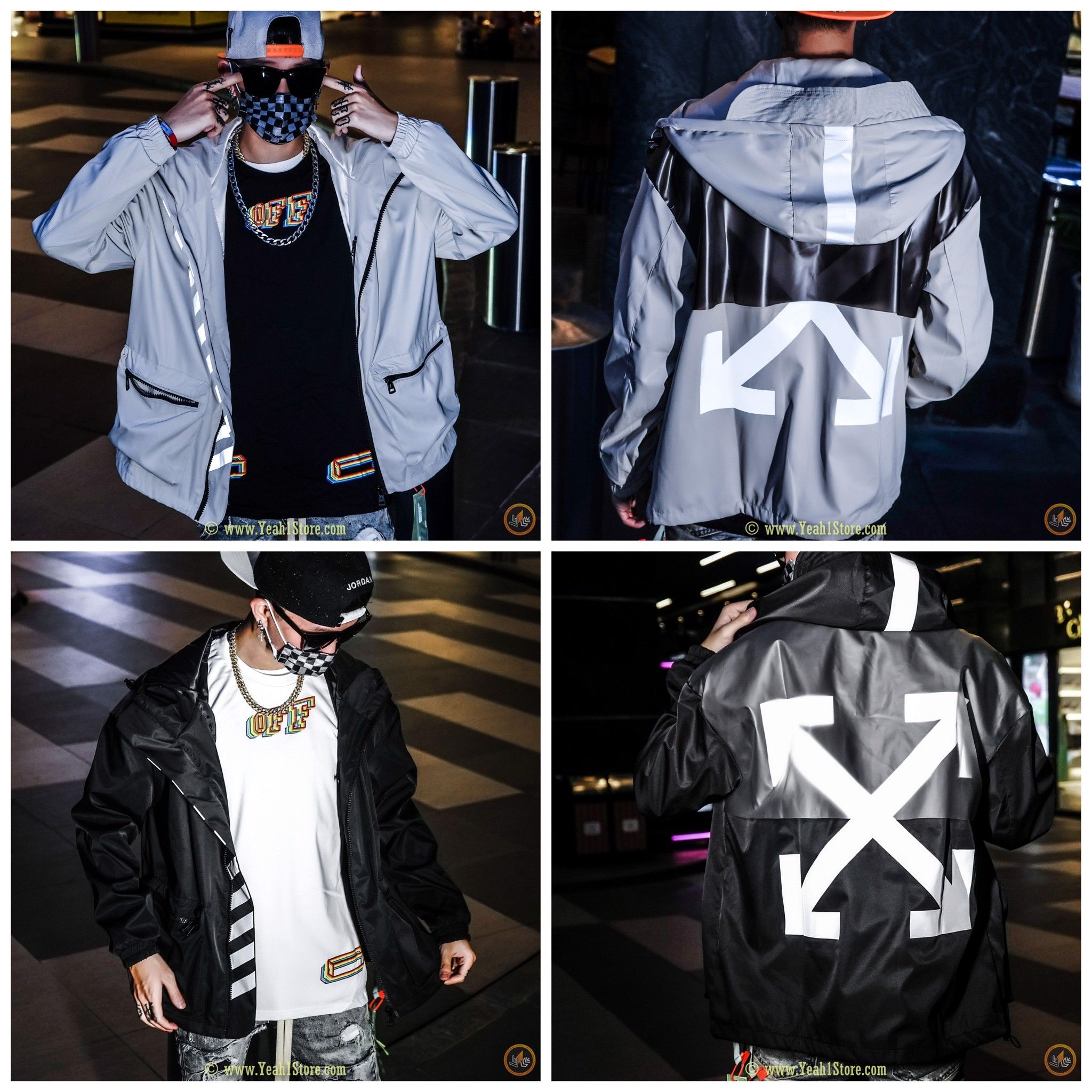 OFF - WHITE™ 3M Reflective Windbreaker Zipper Jacket(HẾT HÀNG)