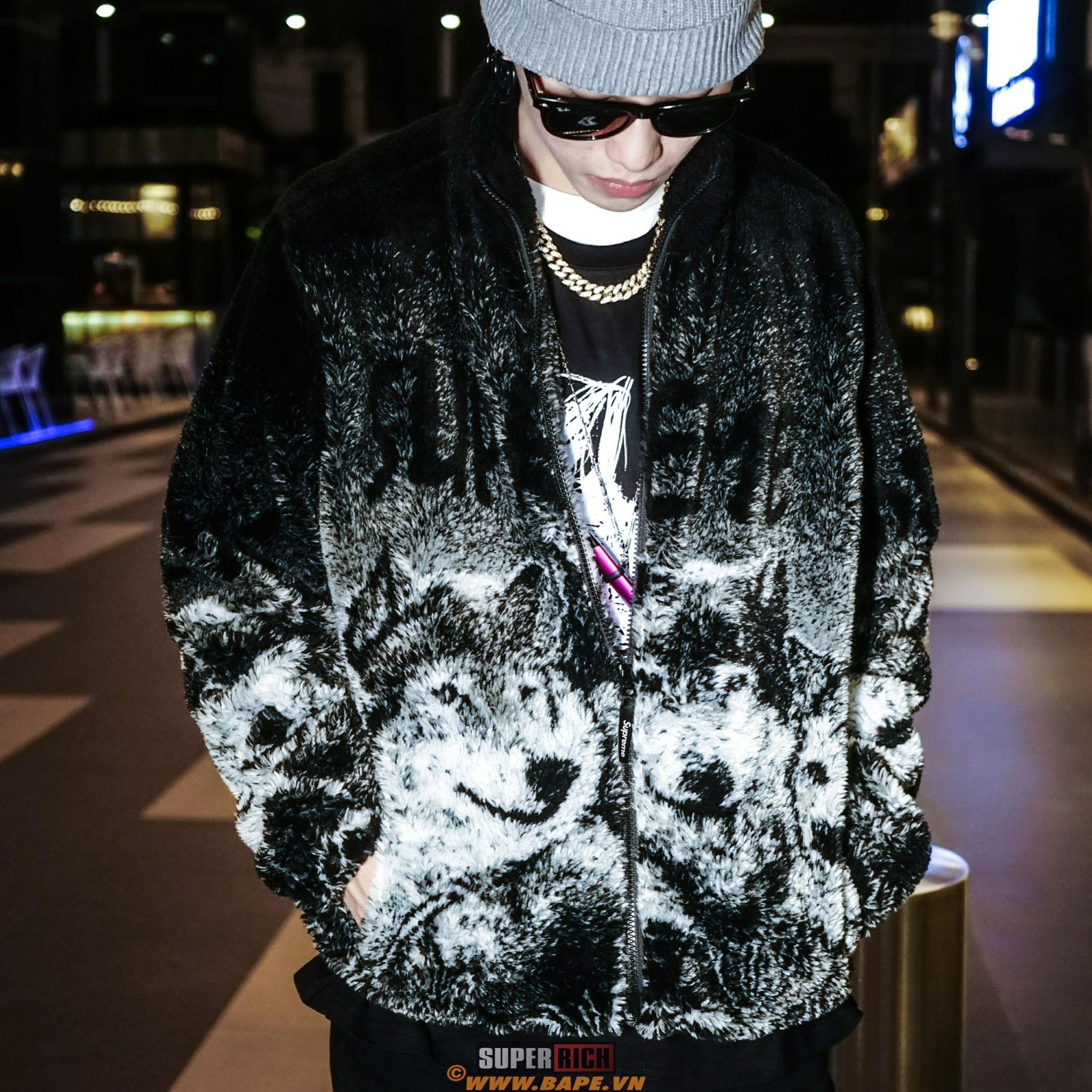 Supreme Wolf Fleece Jacket Black (HẾT HÀNG)