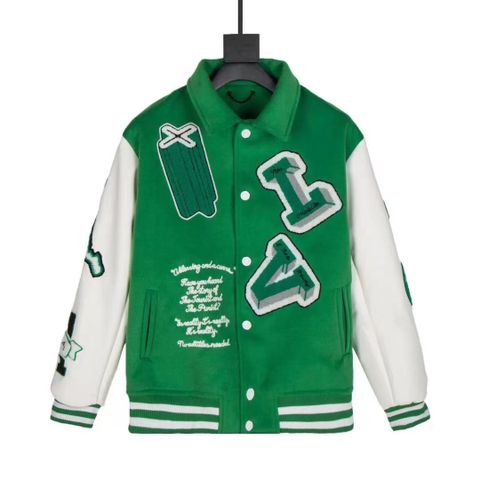  L - V Varsity Leather Jacket Green (BEST VERSION)(HẾT HÀNG) 