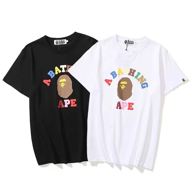 BAPE® Multi Color Letters College Tee Black/White