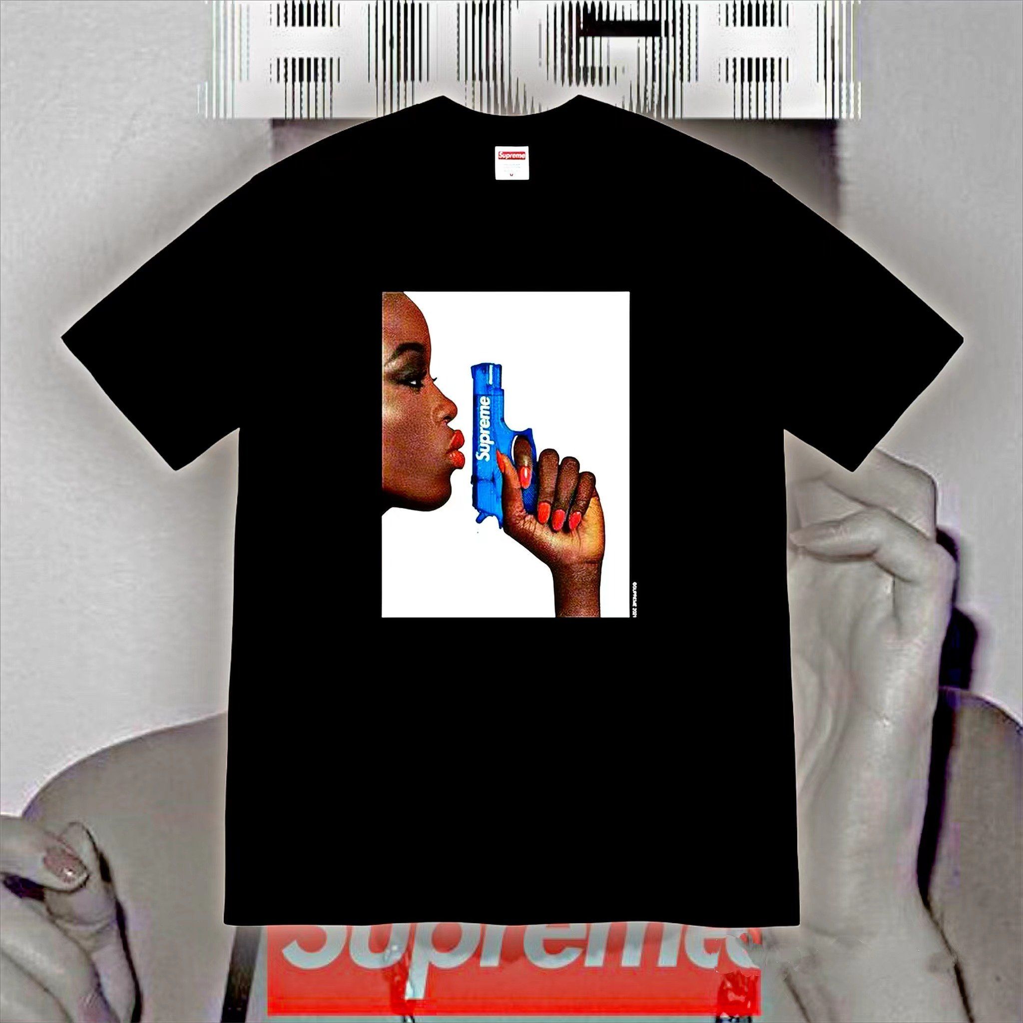 Supreme Water Pistol Tee White/Black (BEST VERSION)