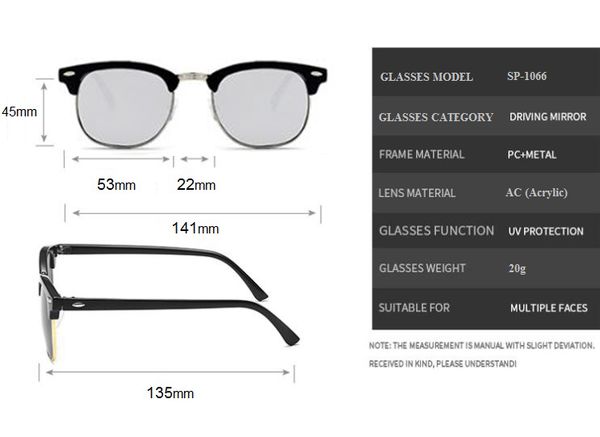 Mắt kính mát nam nữ ovan gọng kính kim loại phối nhựa nửa vành UV400 Jaliver Young SP – 1066 hình nsx 1