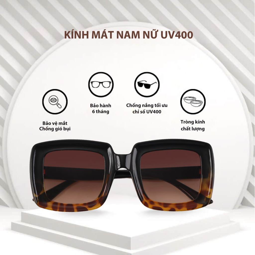 Mắt kính mát nam nữ vuông gọng kính nhựa UV400 Jaliver Young SP - 1264