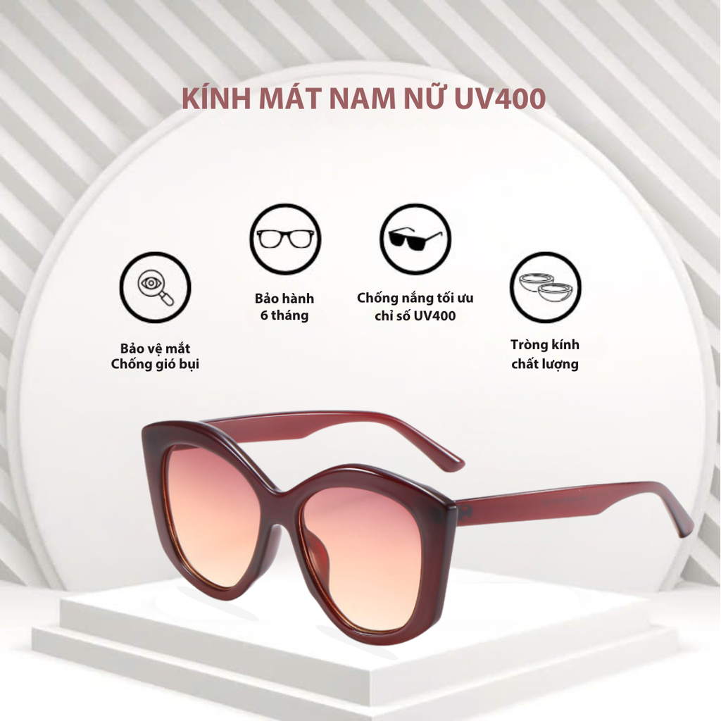 Mắt kính mát nam nữ đa giác gọng kính nhựa UV400 Jaliver Young SP - 2114