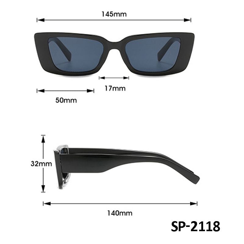 Mắt kính mát nữ phom chữ nhật, kính thời trang nam gọng kính nhựa UV400 Jaliver Young SP - 2118