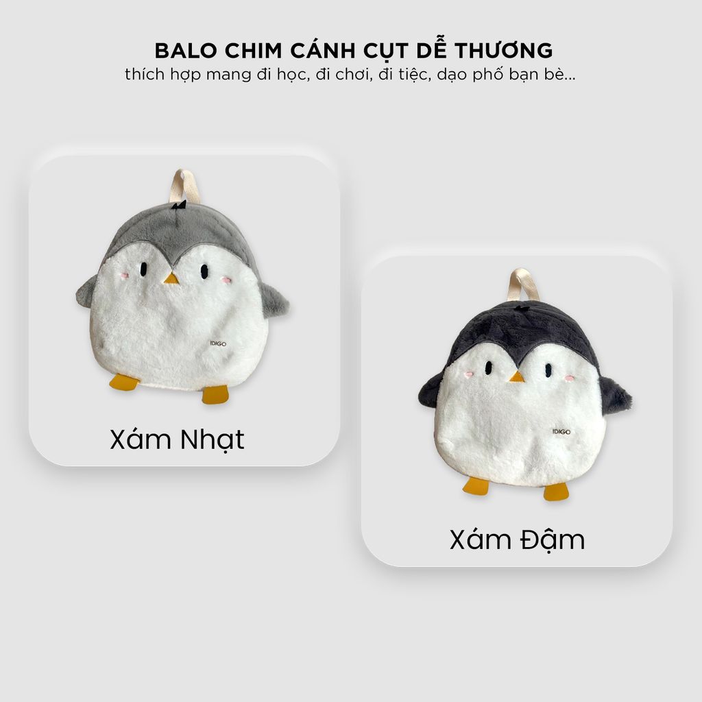 Balo chim cánh cụt dễ thương, túi đeo chéo đi chơi xinh xắn IDIGO FBP6 - 3397