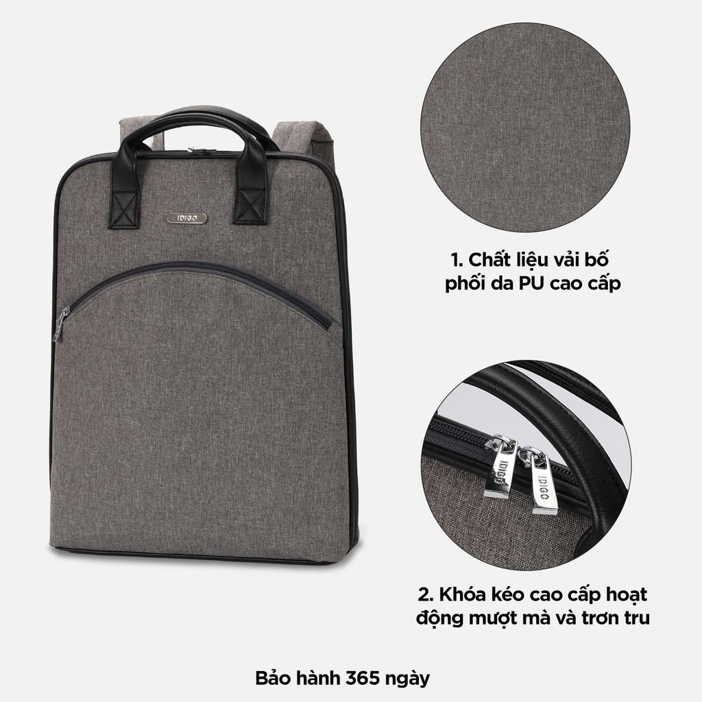 Balo công sở nam nữ đựng được laptop 15 inch, balo đi làm siêu mỏng IDIGO UBP2 - 4326