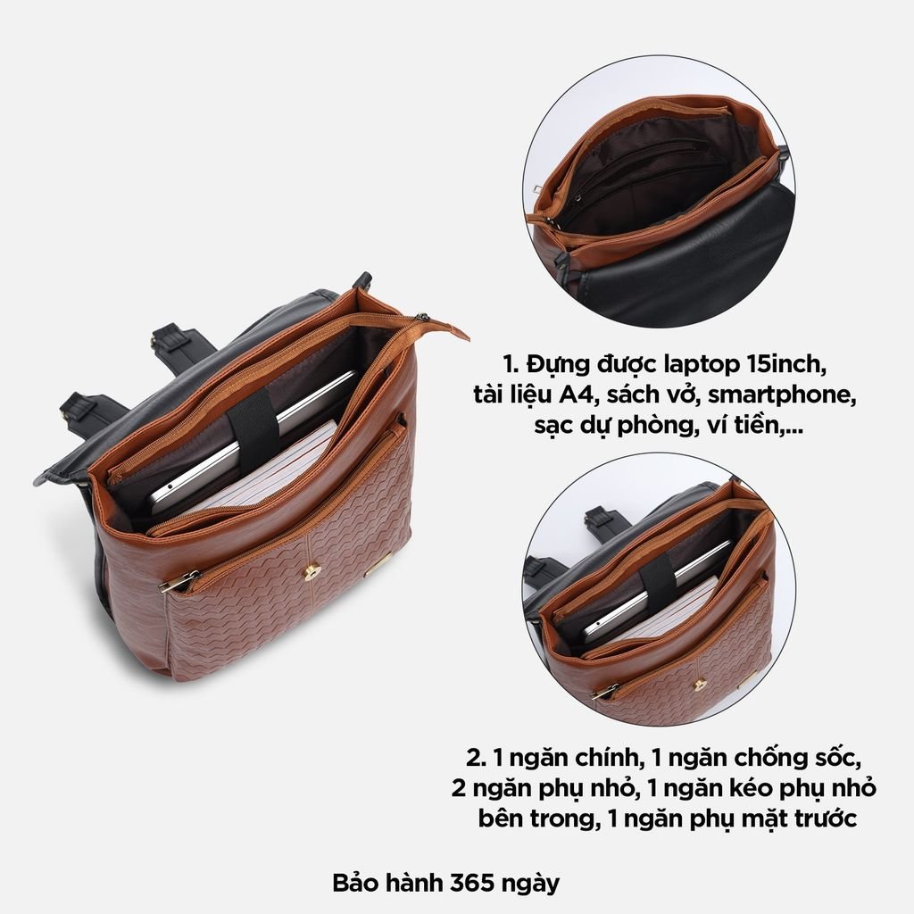 Balo laptop nam nữ 15 inch, ba lô đựng máy tính đi làm 15 inch, họa tiết dập nổi IDIGO UBP2 - 6029