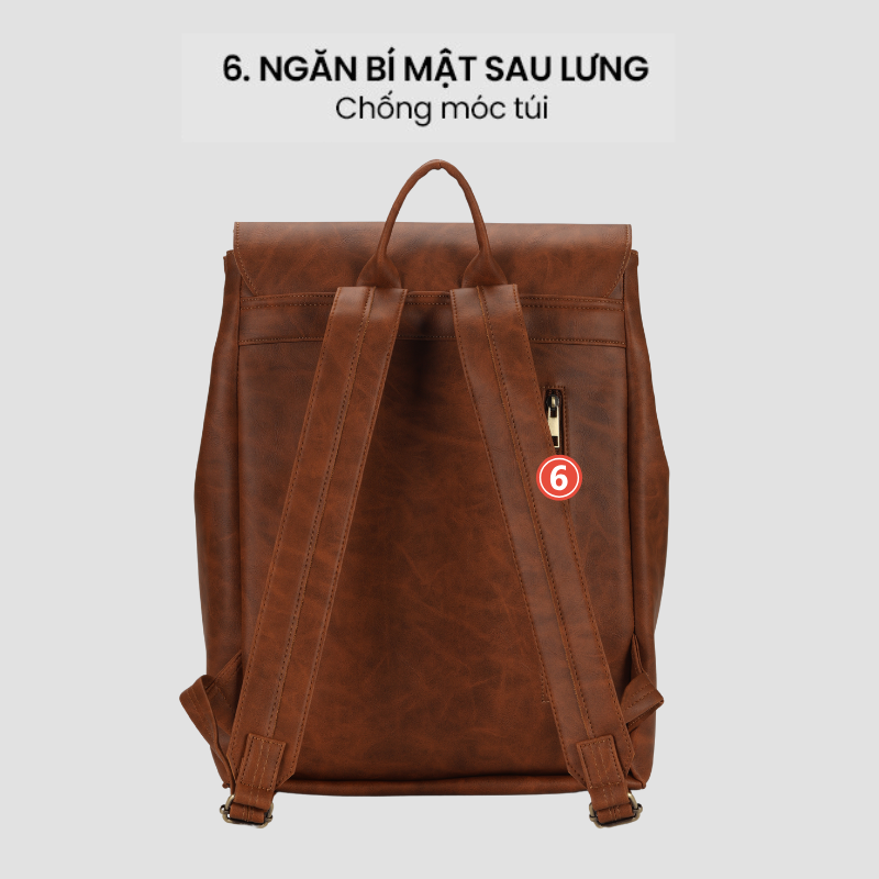 Balo đựng laptop 15.6 inch, ba lô công sở nam nữ nắp gập IDIGO UBP2 - 6031