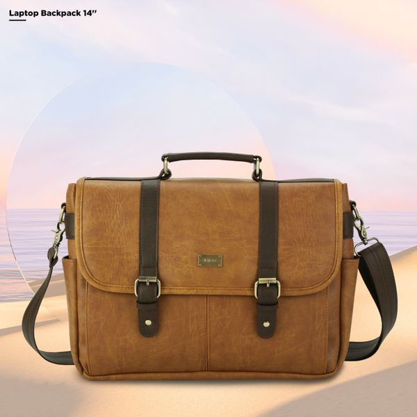 Cặp xách laptop đi học 14inch phong cách retro, Túi đeo chéo công sở nhiều ngăn đựng tài liệu A4 IDIGO UB2 - 6021 đại diện