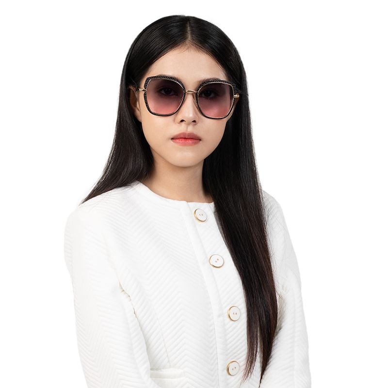 Mắt kính mát nữ mắt mèo gọng kính kép kim loại phối nhựa UV400 Jaliver Young SM – 6069