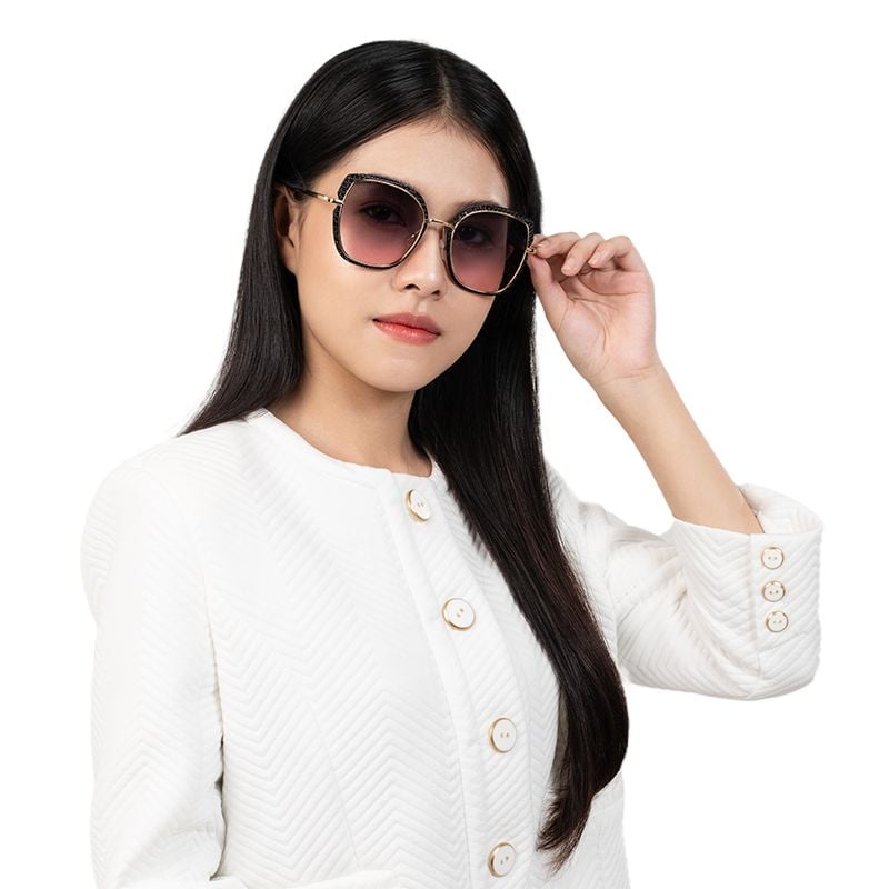 Mắt kính mát nữ mắt mèo gọng kính kép kim loại phối nhựa UV400 Jaliver Young SM – 6069