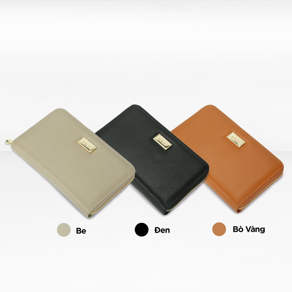 Ví nữ da bò cầm tay, ví da nam nữ nhiều ngăn, đựng vừa passport tích hợp công nghệ RFID Blocking IDIGO FW1 - 4311