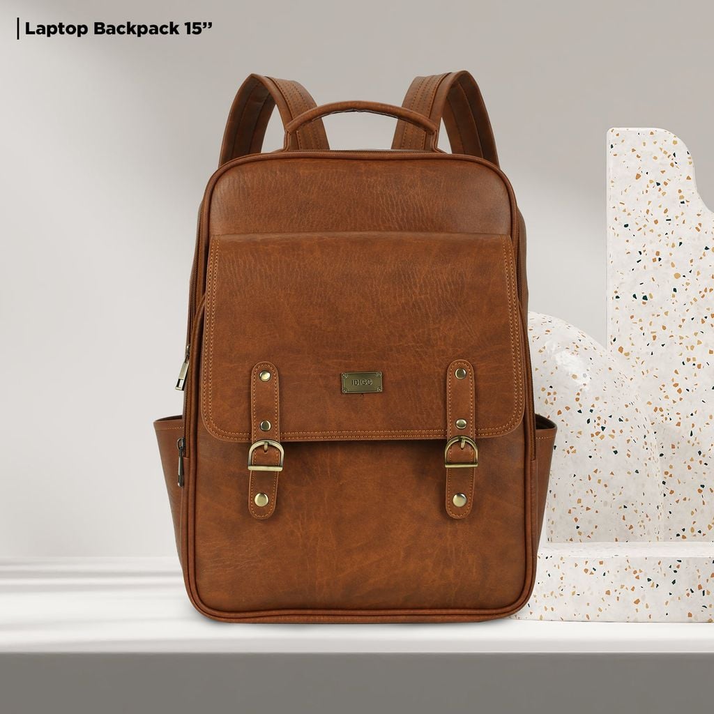 Balo Laptop Da Cao Cấp IDIGO UBP2 - 5050, Balo Công Sở Nam Nữ Nắp Gập Thời Trang Đựng Laptop 15 Inch