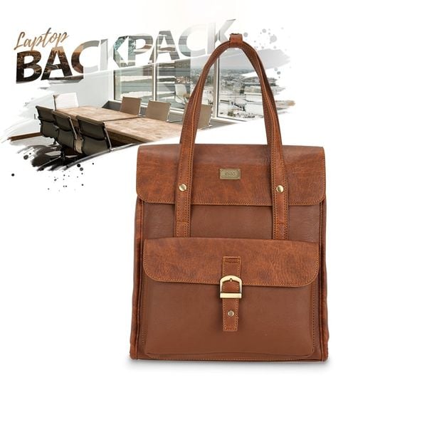 Balo laptop unisex chi tiết quai xách IDIGO FB2-515-00 Màu Bò Đậm