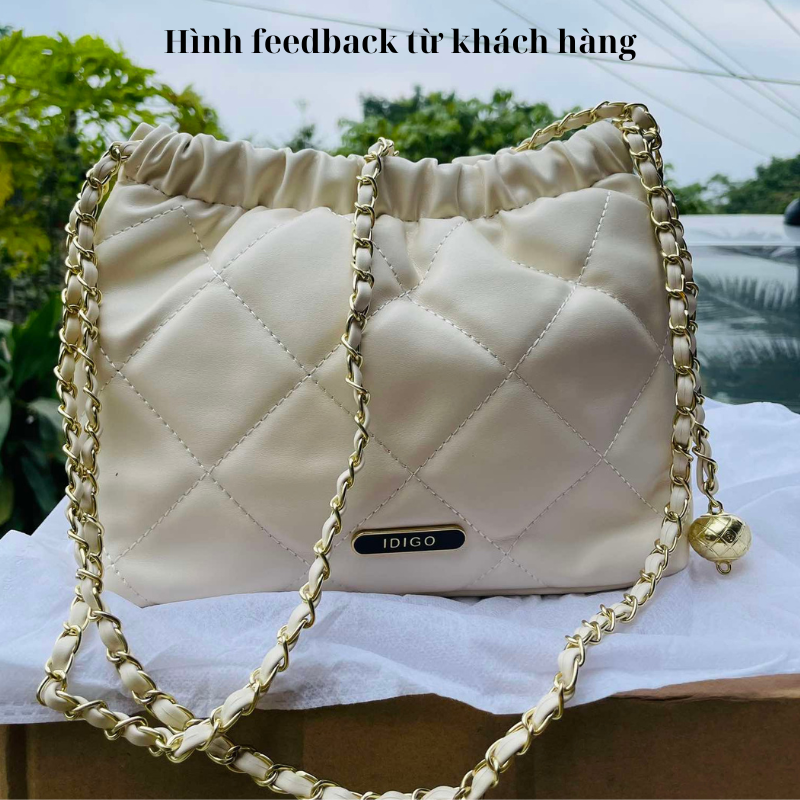 Túi đeo vai đi chơi nữ phom mềm chần trám phối dây xích IDIGO FB2 - 3394