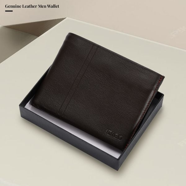 Ví nam da bò cầm tay chữ nhật hoạ tiết đường kẻ dọc IDIGO MW1 - 5059 hình đại diện