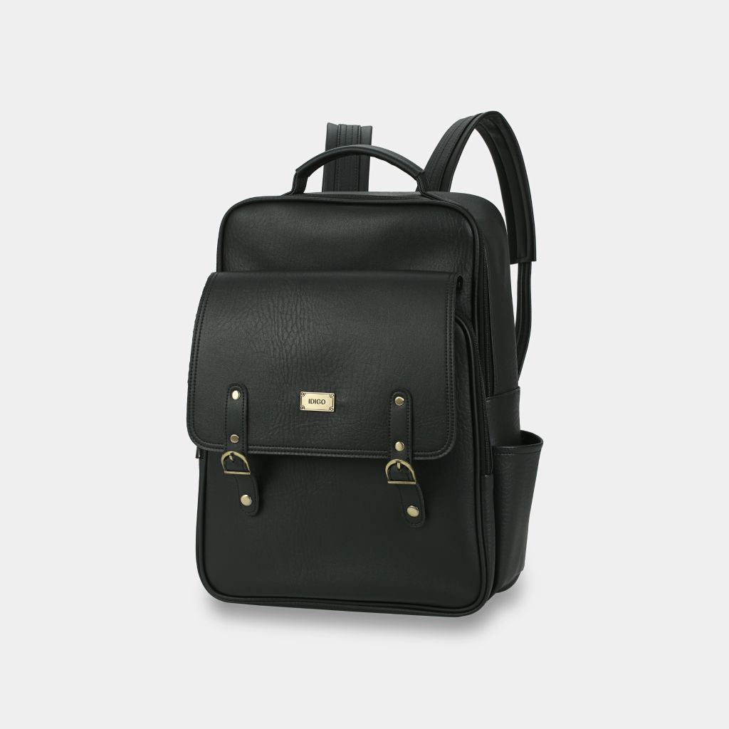 Balo Laptop Da Cao Cấp IDIGO UBP2 - 5050, Balo Công Sở Nam Nữ Nắp Gập Thời Trang Đựng Laptop 15 Inch