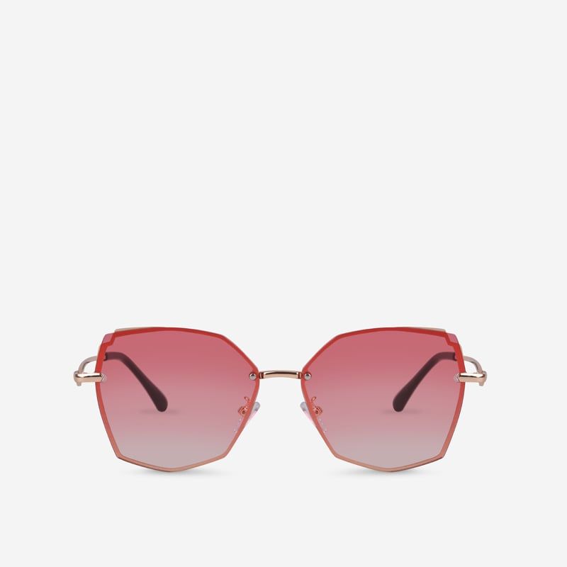 Kính râm nữ chống tia UV400 Jaliver Young SM - 6444, kính mát nam đa giác gọng kính kim loại không vành