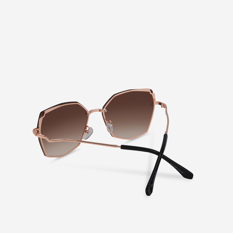 Kính râm nữ chống tia UV400 Jaliver Young SM - 6444, kính mát nam đa giác gọng kính kim loại không vành