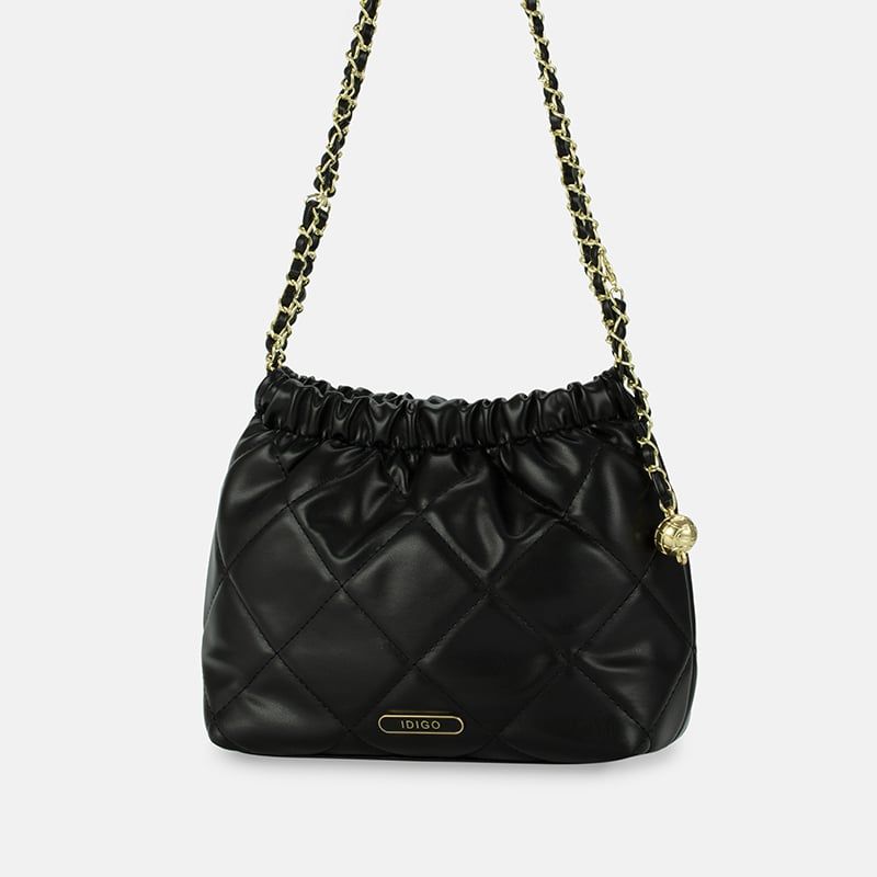 Túi đeo vai đi chơi nữ phom mềm chần trám phối dây xích IDIGO FB2 - 3394