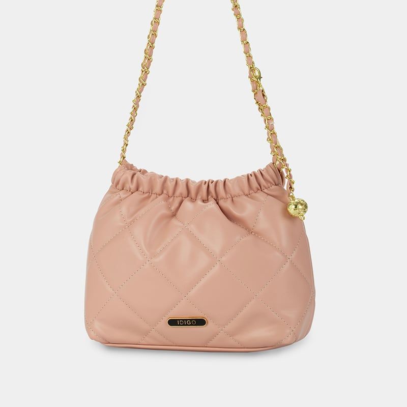 Túi đeo vai đi chơi nữ phom mềm chần trám phối dây xích IDIGO FB2 - 3394