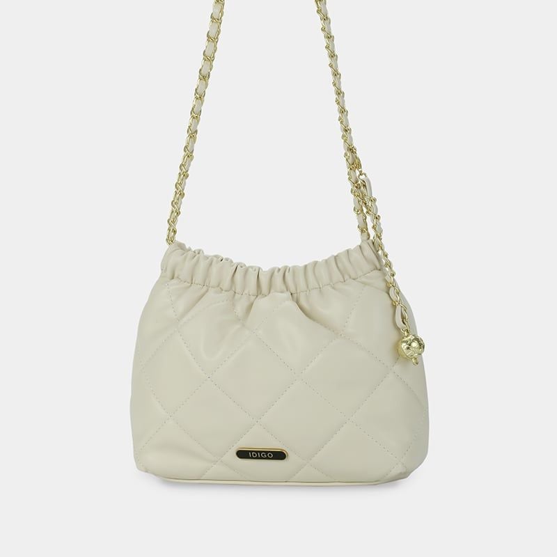 Túi đeo vai đi chơi nữ phom mềm chần trám phối dây xích IDIGO FB2 - 3394