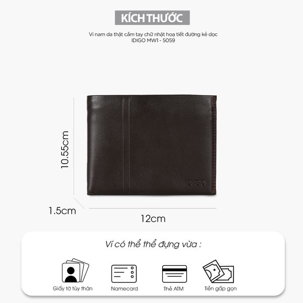 Ví nam da bò cầm tay chữ nhật hoạ tiết đường kẻ dọc IDIGO MW1 - 5059 hình đại diện