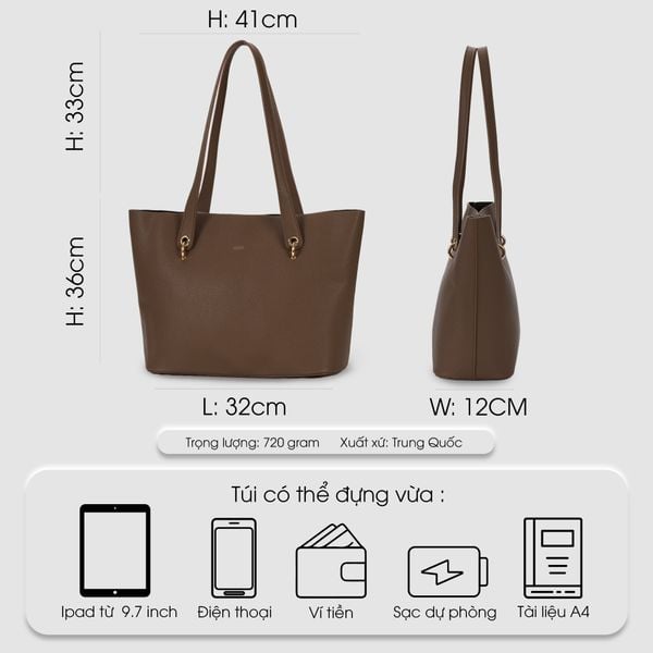 Túi đeo vai giáo viên, túi xách tay công sở nữ phom lớn chứa tài liệu A4 IDIGO FB2 - 6026 1