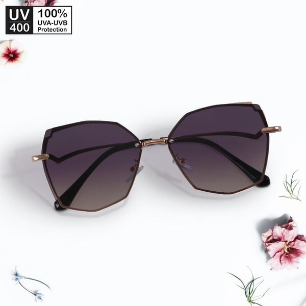  Kính râm nữ chống tia UV400 Jaliver Young SM - 6444, kính mát nam đa giác gọng kính kim loại không vành 