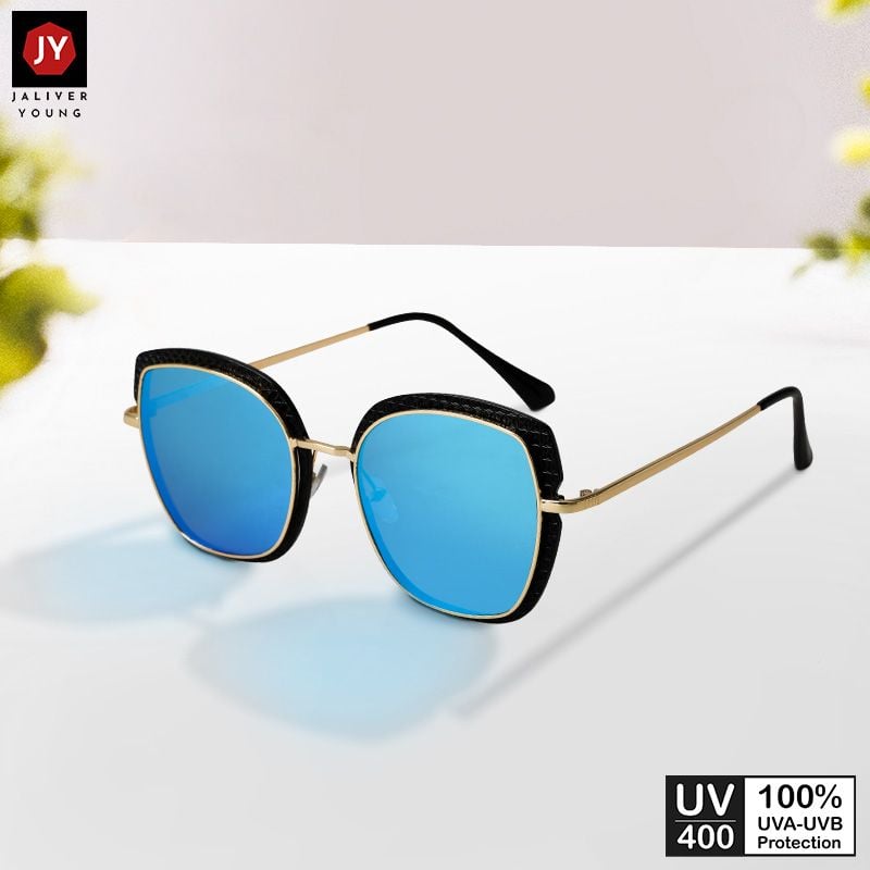 Mắt kính mát nữ mắt mèo gọng kính kép kim loại phối nhựa UV400 Jaliver Young SM – 6069