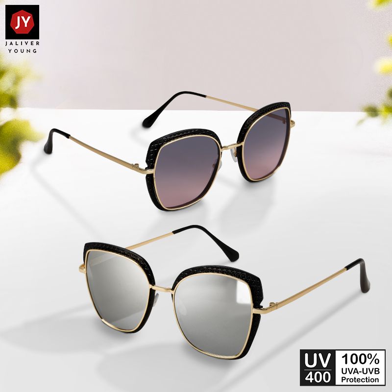 Mắt kính mát nữ mắt mèo gọng kính kép kim loại phối nhựa UV400 Jaliver Young SM – 6069