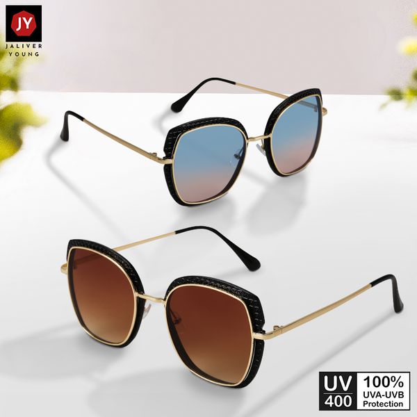 Mắt kính mát nữ mắt mèo gọng kính kép kim loại phối nhựa UV400 Jaliver Young SM – 6069 hình ghép 3