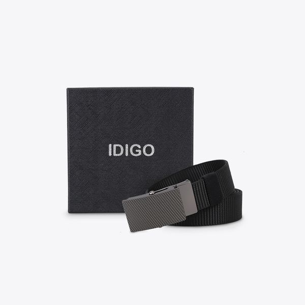 Thắt lưng nam vải dù canvas IDIGO MD1-3001 Màu Đen hình ghép