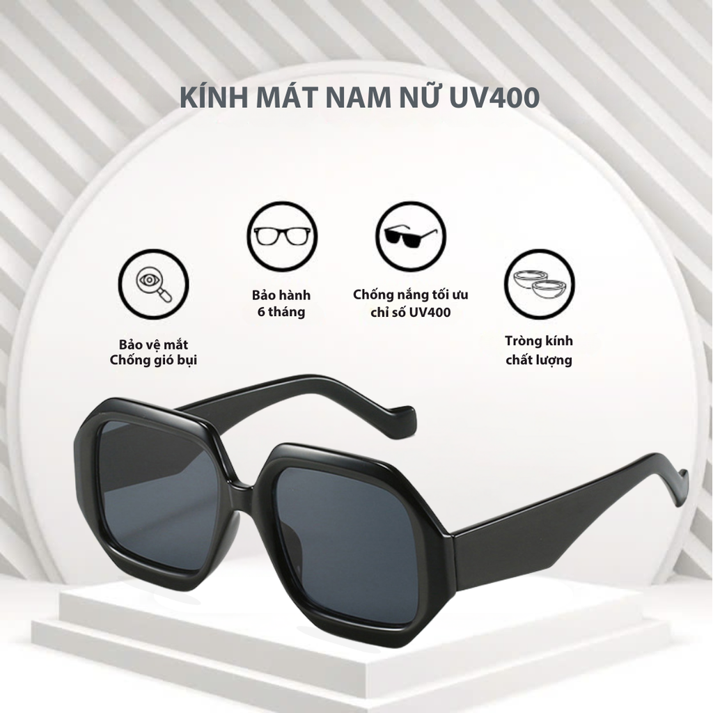 Mắt kính mát nam nữ đa giác gọng kính nhựa UV400 Jaliver Young SP - 2169