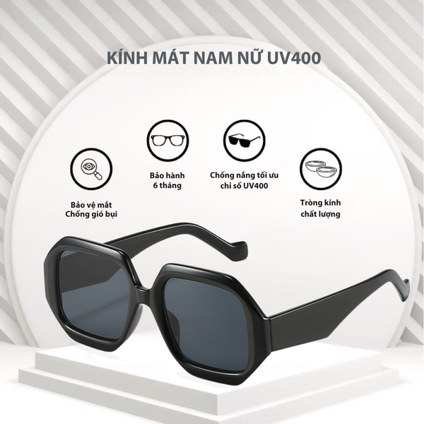  Kính thời trang nam đa giác, kính râm nữ gọng kính nhựa UV400 Jaliver Young SP - 2169 