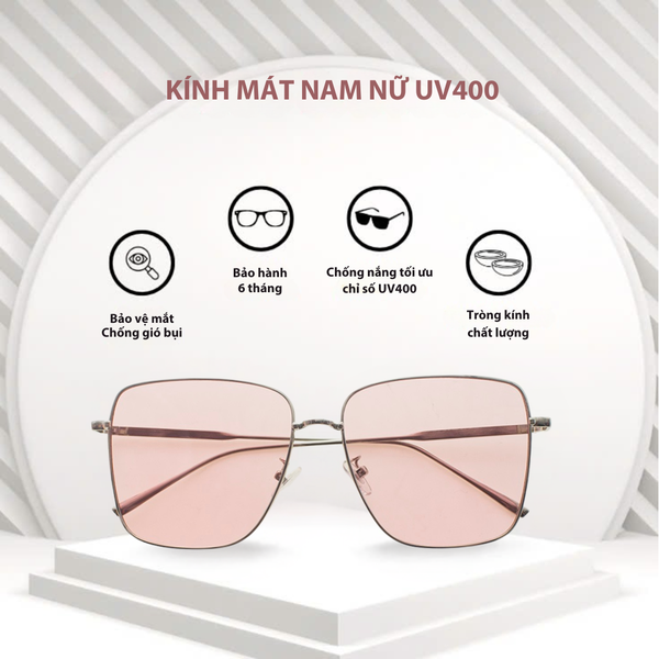  Mắt kính nam phom vuông gọng kính kim loại, kính râm nữ chống tia UV400 Jaliver Young A204 