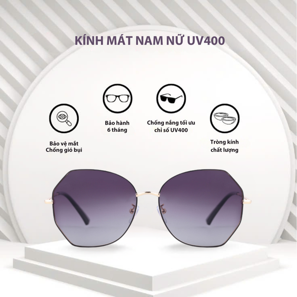  Mắt kính thời trang nam phom vuông, kính râm nữ gọng kính kim loại UB400 Jaliver Young SM - 6348 