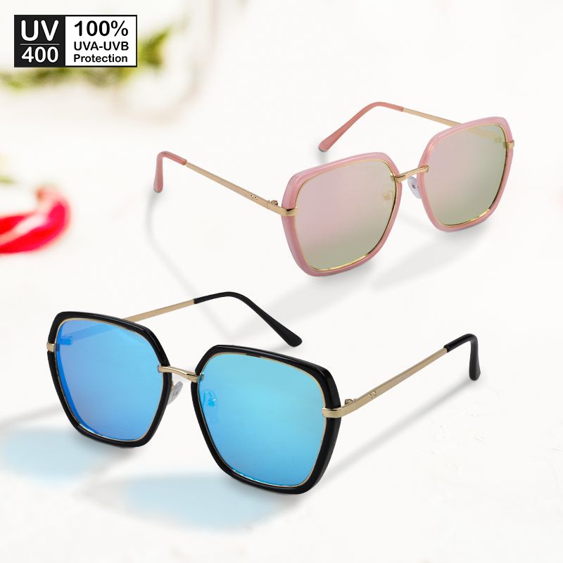Mắt Kính mát nam nữ đa giác tráng gương gọng kính kim loại kép UV400 Jaliver Young SM - 6080