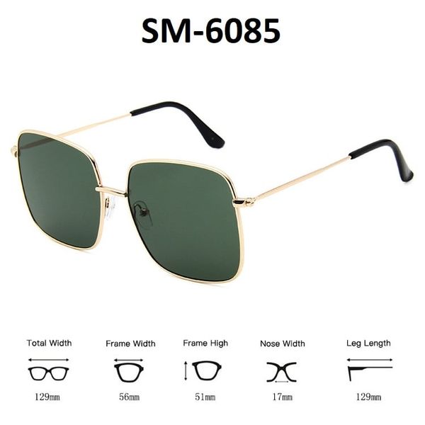  Mắt kính râm nữ phom vuông, kính râm nam gọng kính kim loại UV400 Jaliver Young SM - 6085 