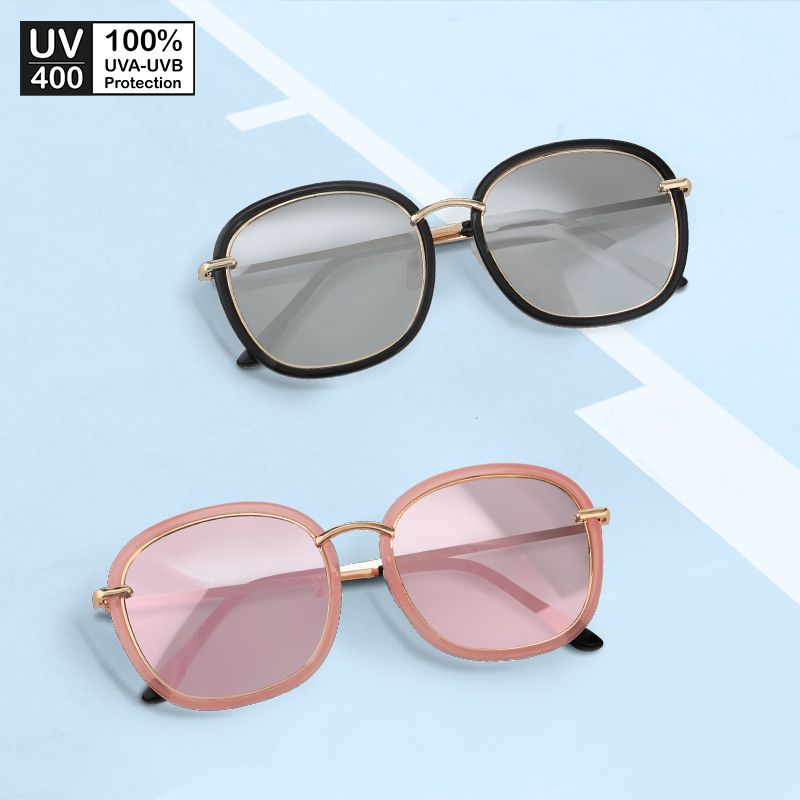 Mắt kính mát nam nữ tròn tráng gương gọng kính kim loại kép UV400 Jaliver Young SM – 6093