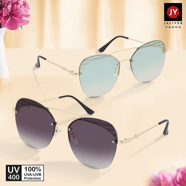 Mắt kính mát nữ hình bướm gọng kính kim loại trang trí viền UV400 Jaliver Young SM – 6127 hình ghép 2